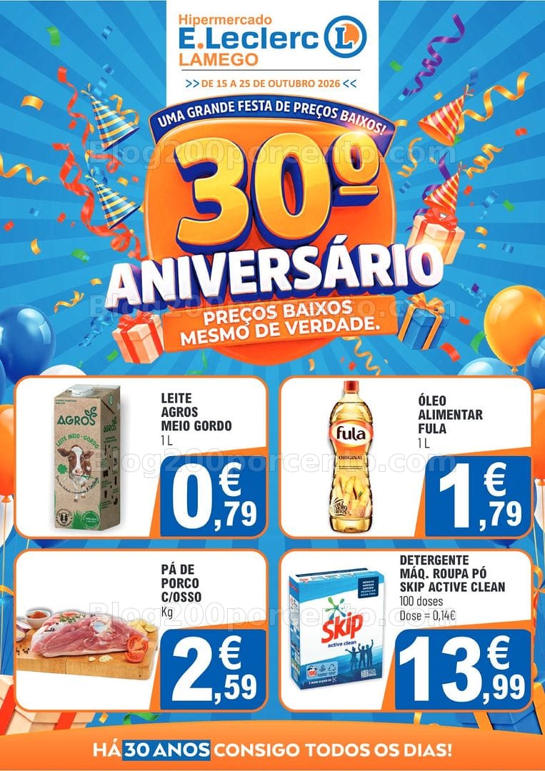 Antevisão Folheto E-LECLERC Aniversário Lamego Promoções de 15 a 25 outubro